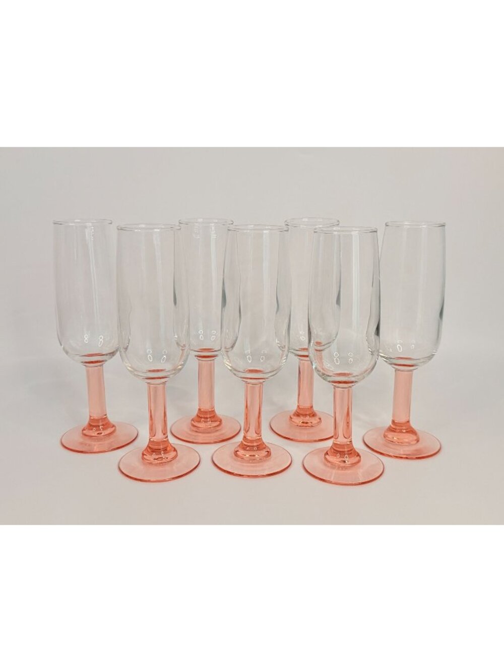 7.25" Peach Pink Blush Stemmed Champagne Glass - One Glass